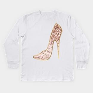 Shoe - rose gold glitter Kids Long Sleeve T-Shirt